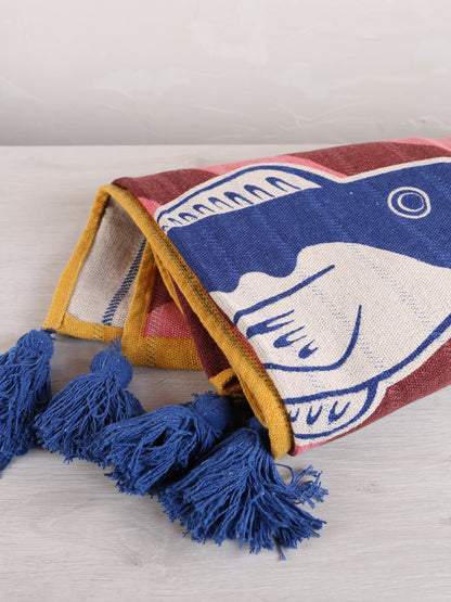 Remy Throw - Multi Block Fish Print - Recycled Cotton