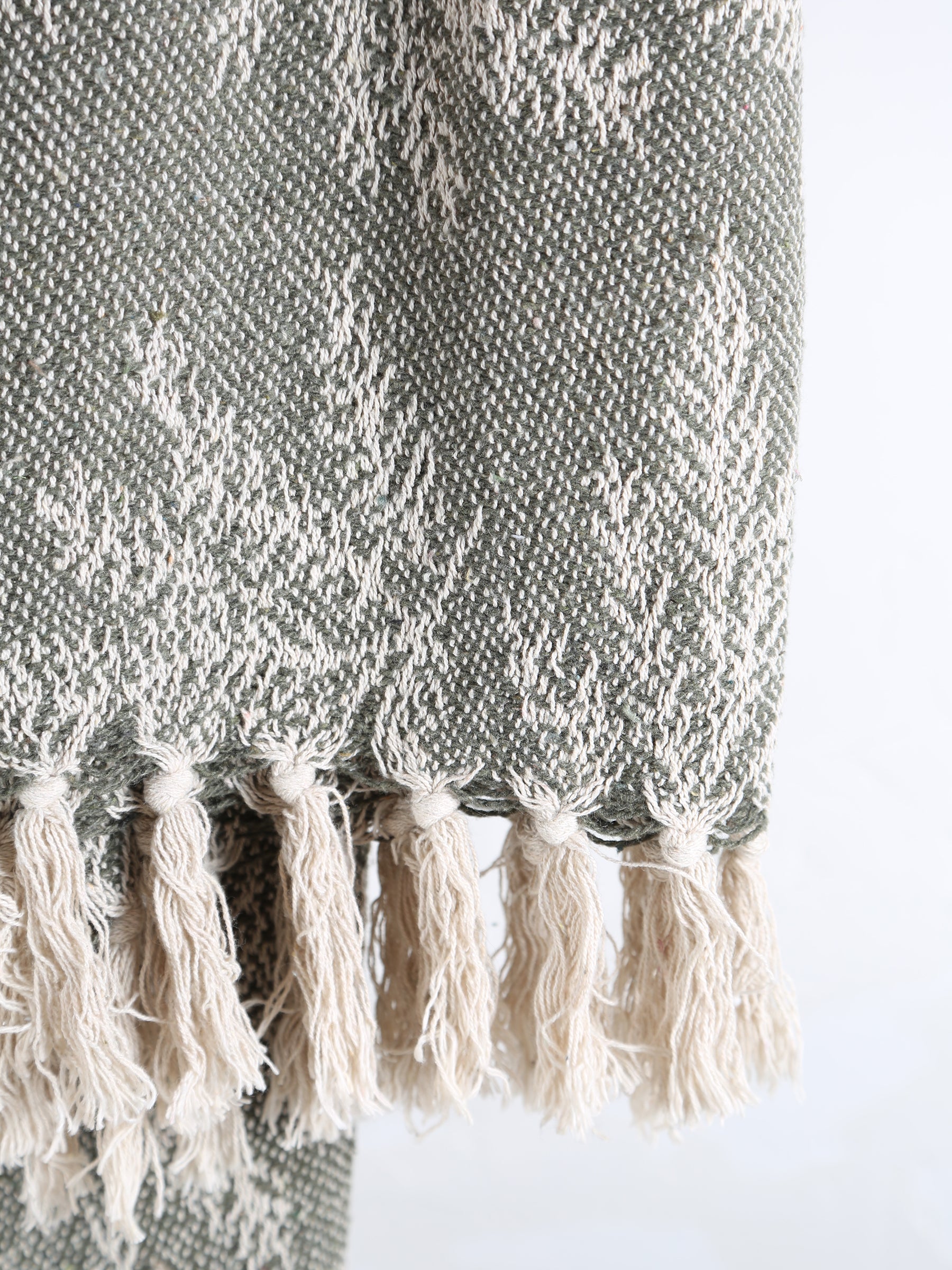 Gabriela Recycled Cotton Throw - Leaf Green AUGUST