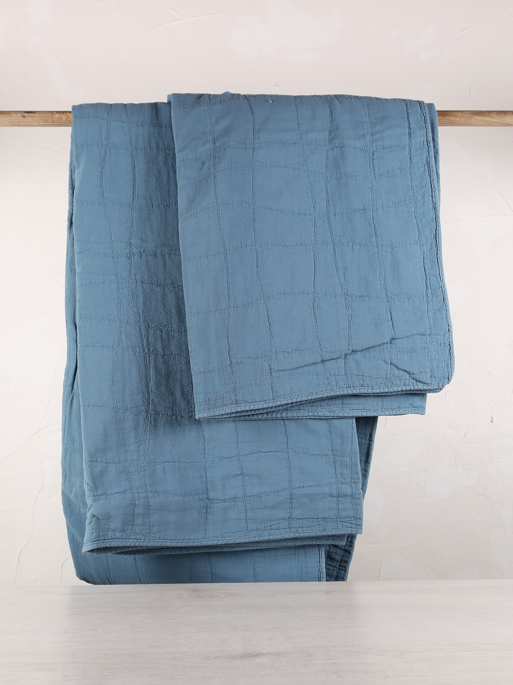 Large Titou Recycled Plaid Bed Throw  - Acier -