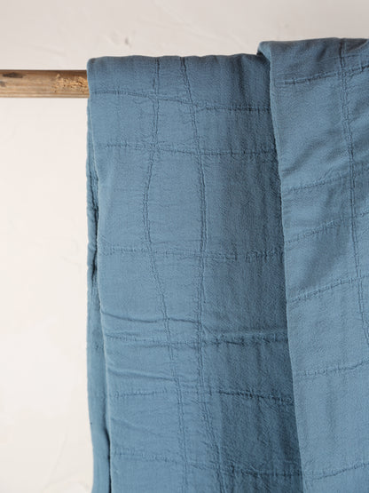 Large Titou Recycled Plaid Bed Throw  - Acier -
