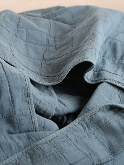 Large Titou Recycled Plaid Bed Throw  - Acier -