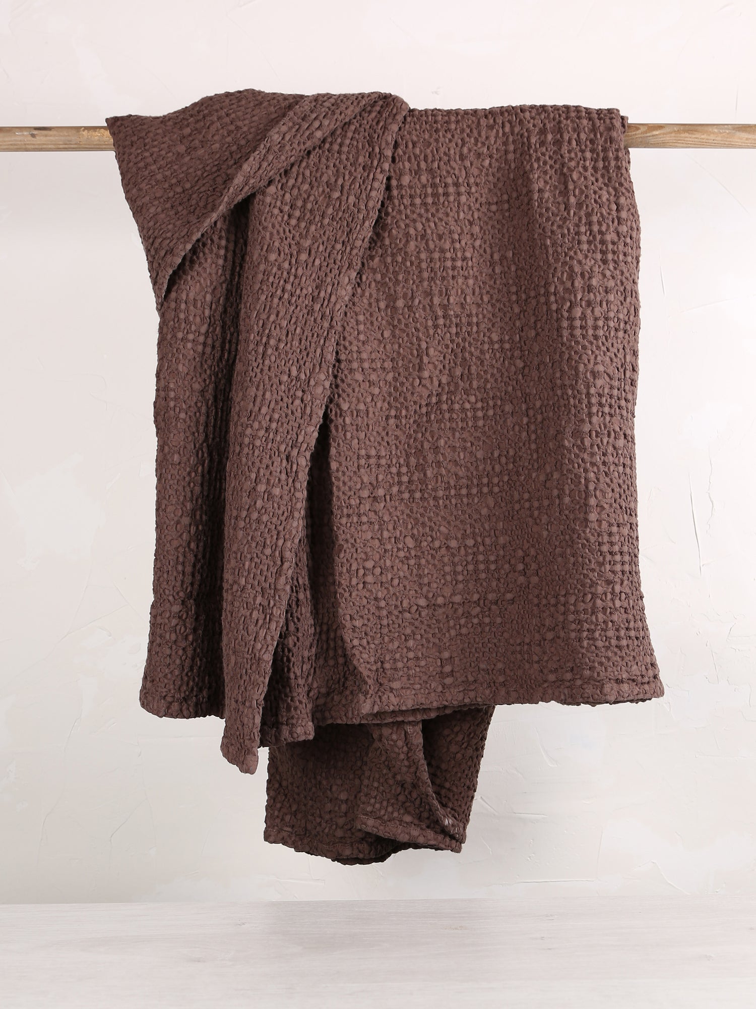 Stonewashed Cotton Tana Bedspread Throw - Cafe - 3 Sizes Available