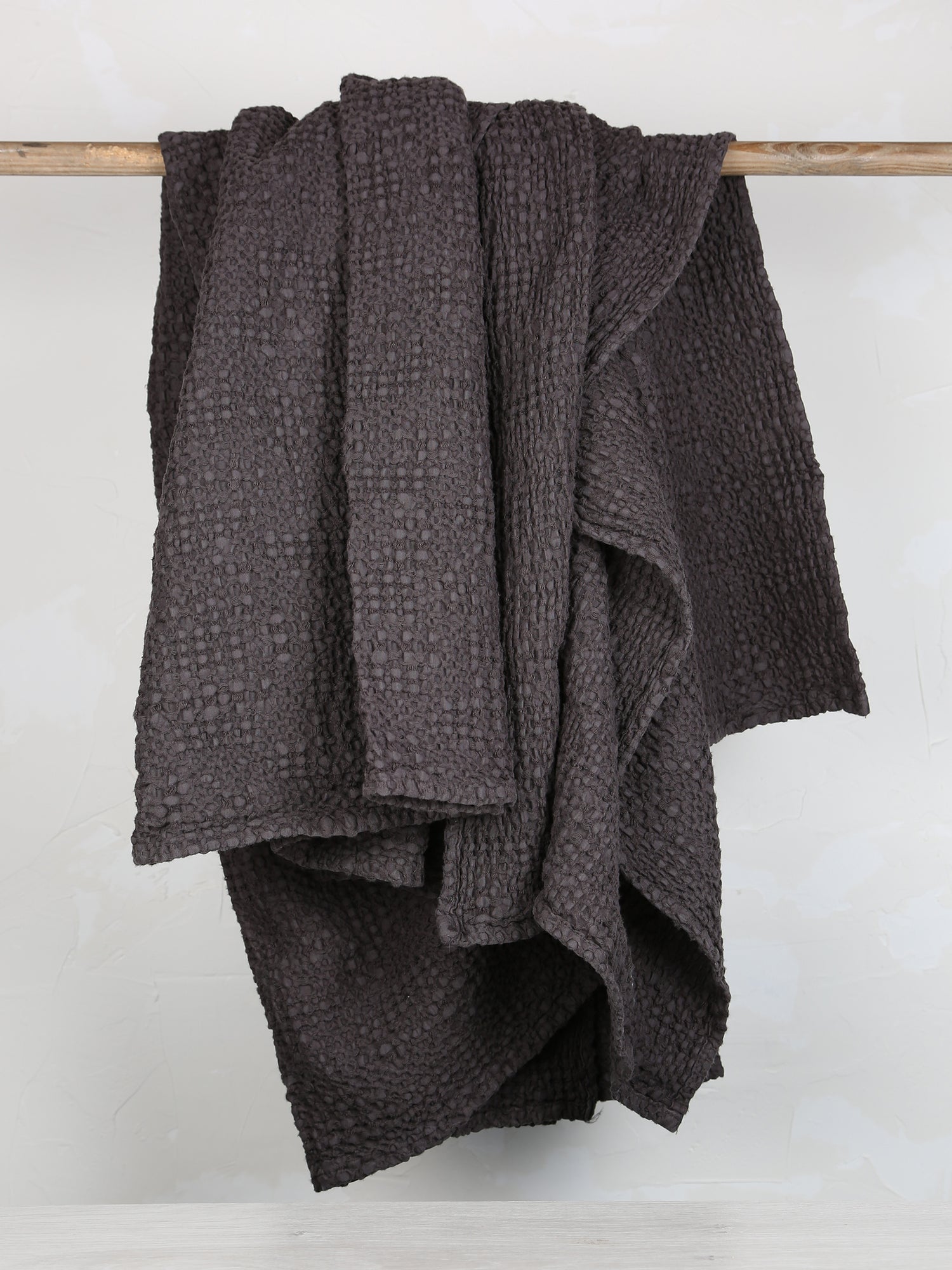 Stonewashed Cotton Tana Bedspread Throw - Carbone - 3 Sizes Available