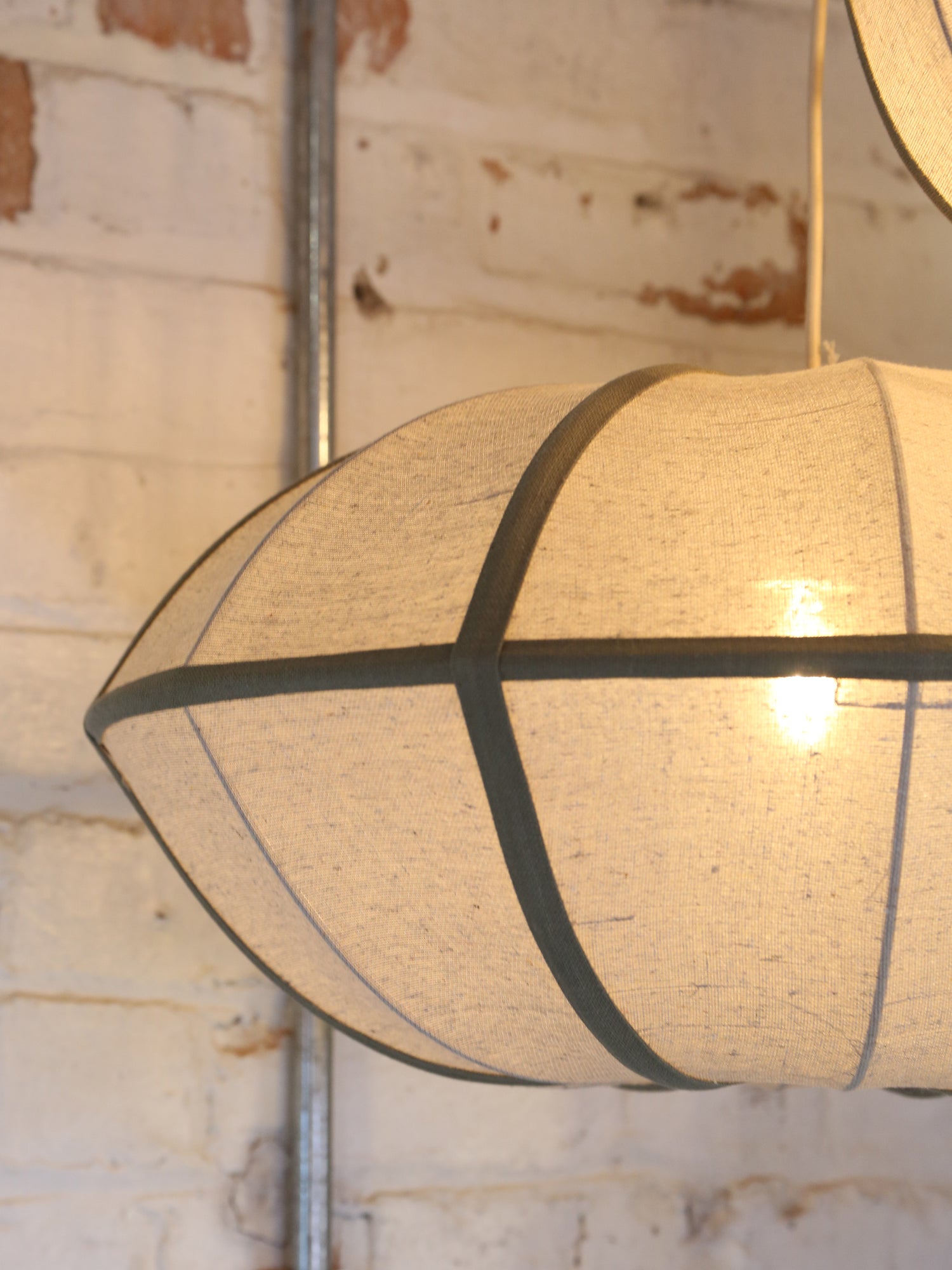Mirleys Natural Linen Hanging Lamp - Olive, Crème, Beige - 2 Sizes Available