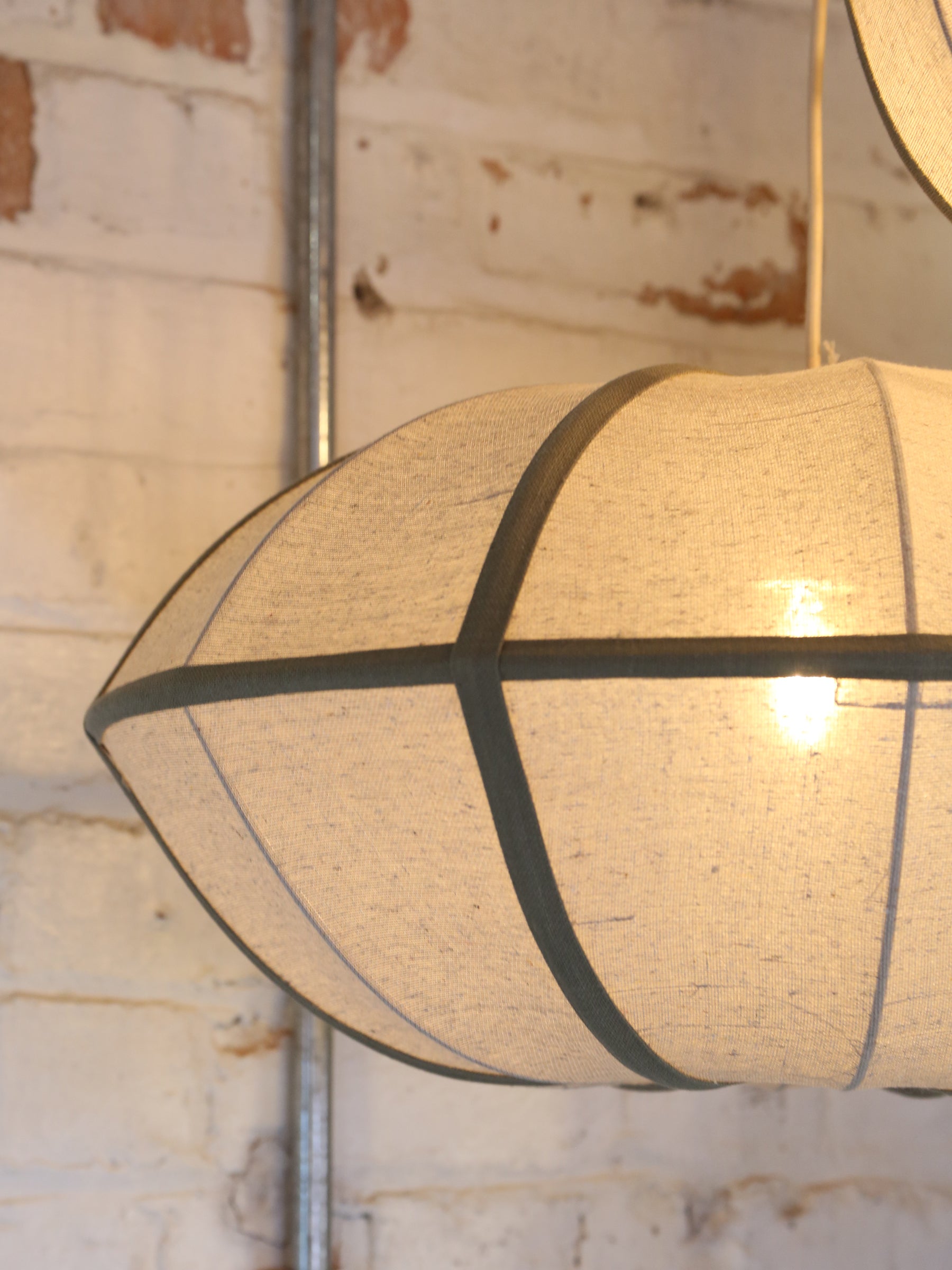 Mirleys Natural Linen Hanging Lamp - Olive, Crème, Beige - 2 Sizes Available