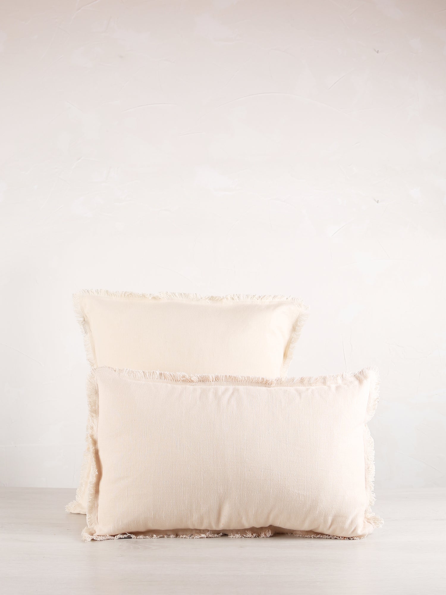 Laly Linen &amp; Cotton Plain Cushion - Cream - 2 Sizes Available