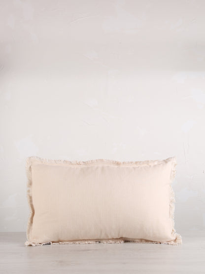 Laly Linen &amp; Cotton Plain Cushion - Cream - 2 Sizes Available