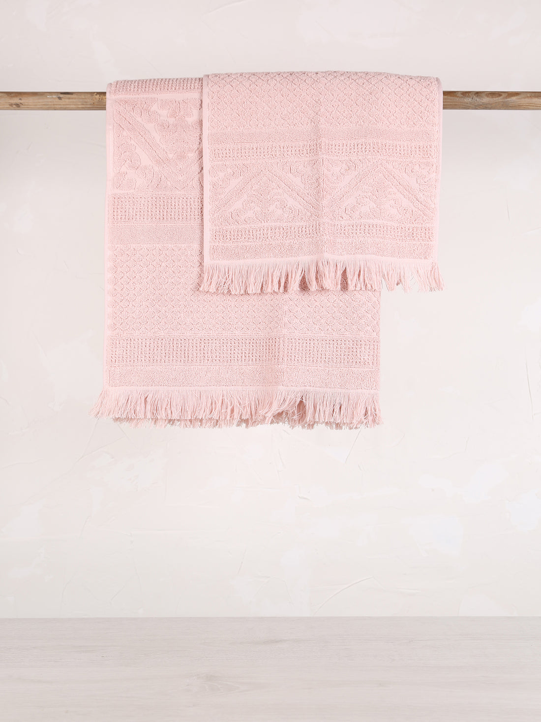 Embossed Jacquard  Towel in Aubepine Pale Pink - 4 Sizes Available