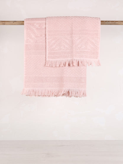 Embossed Jacquard  Towel in Aubepine Pale Pink - 4 Sizes Available