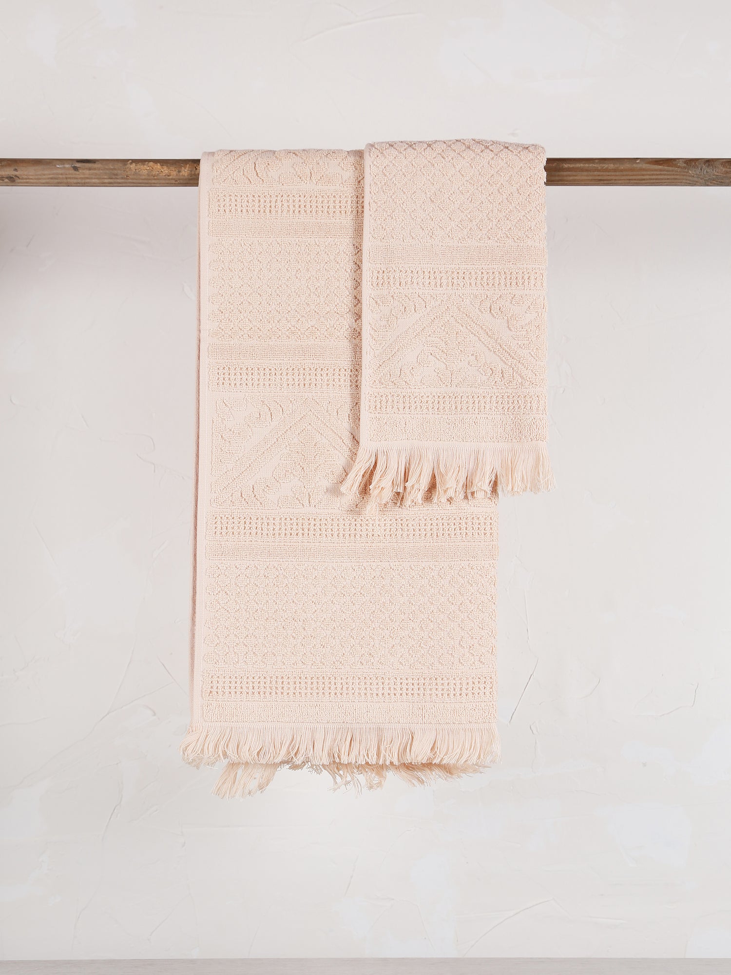 Embossed Jacquard Towel in Powder - 4 Sizes Available