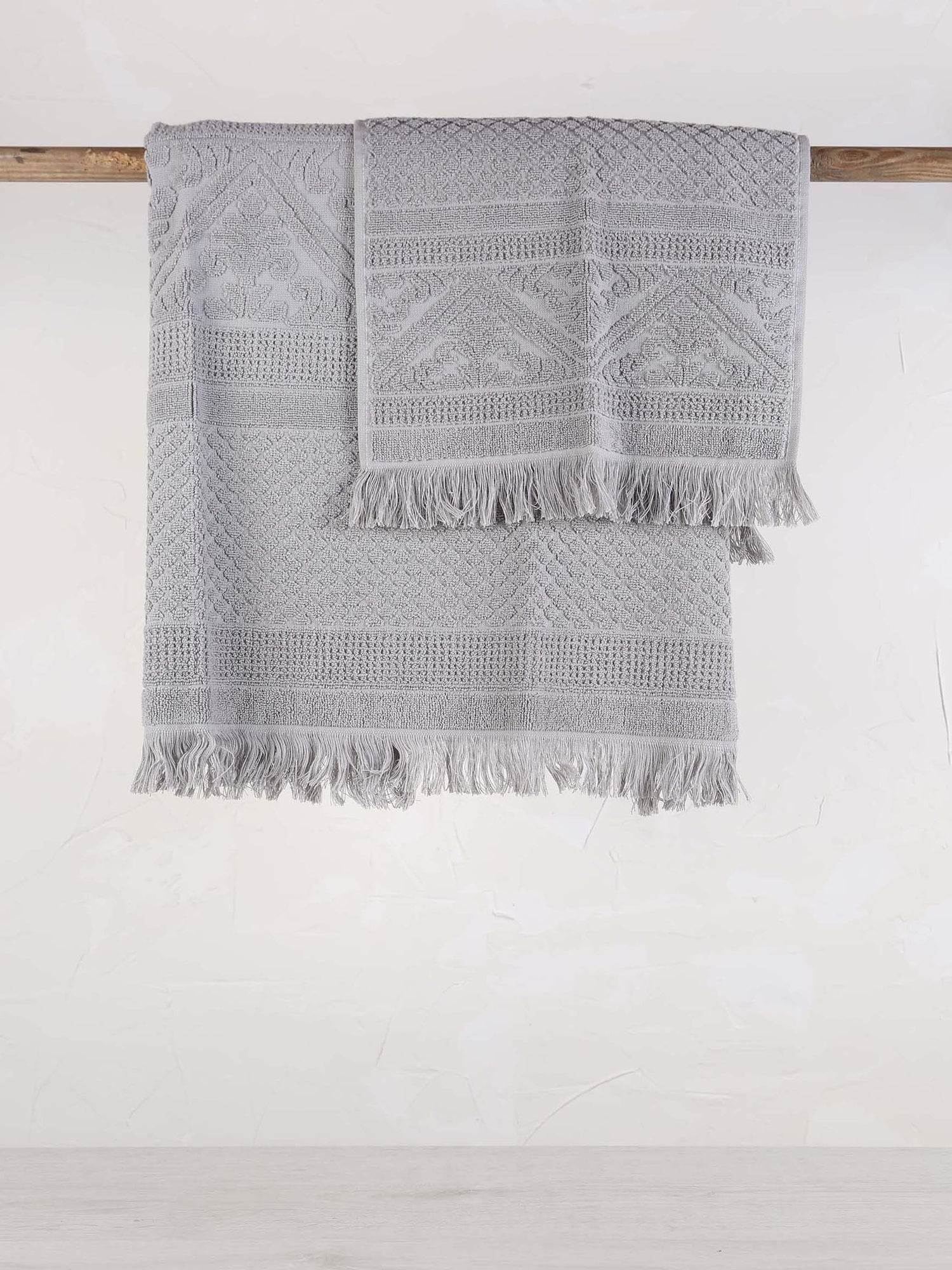 Embossed Jacquard Towel in Orage Grey - 4 Sizes Available
