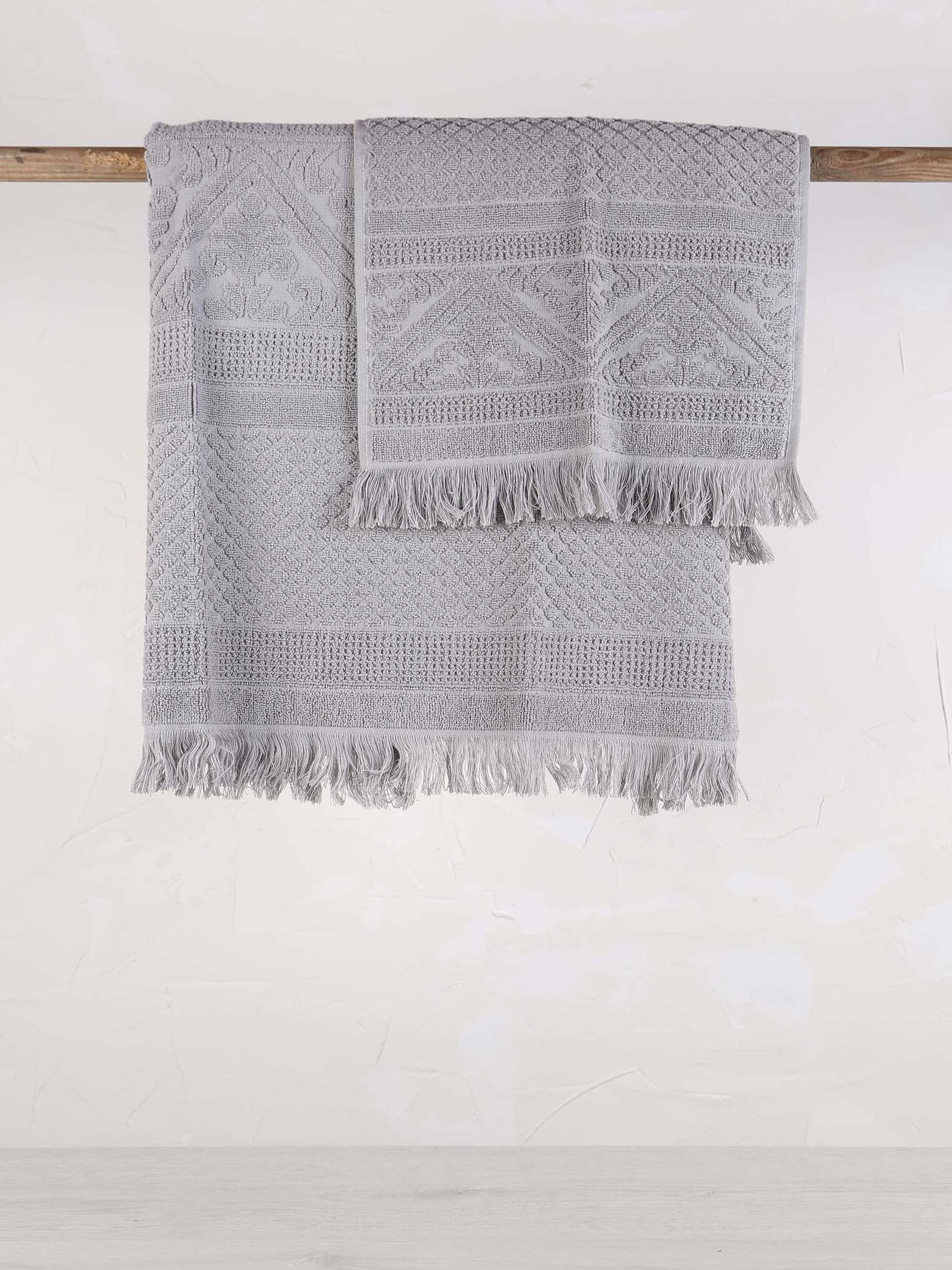 Embossed Jacquard Towel in Orage Grey - 4 Sizes Available