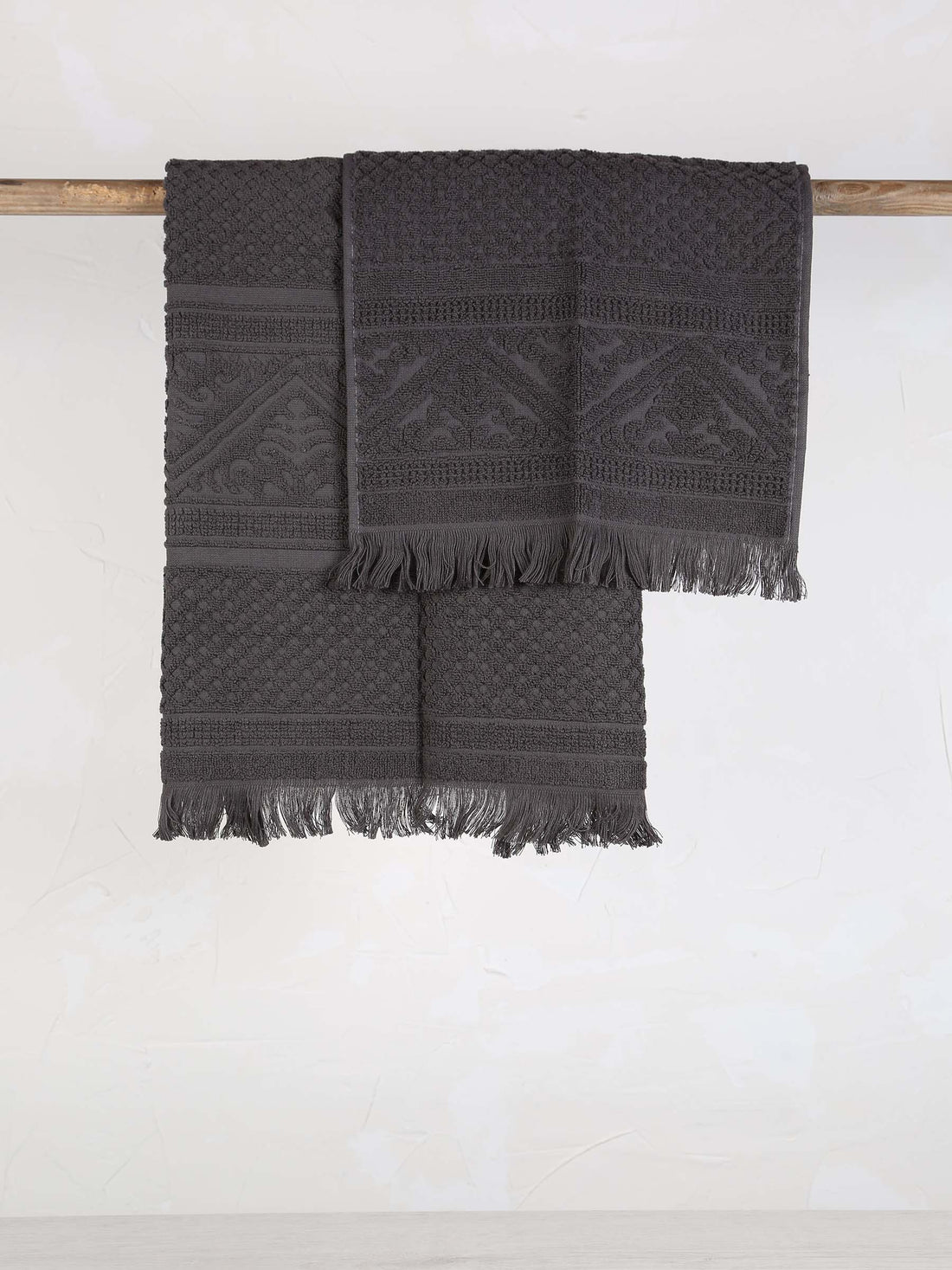 Embossed Jacquard Towel in Carbone Grey - 4 Sizes Available