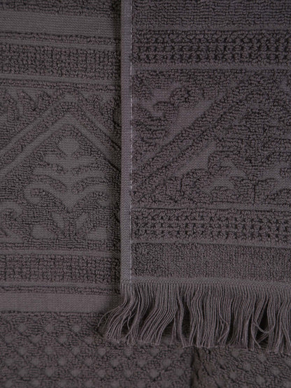 Embossed Jacquard Towel in Carbone Grey - 4 Sizes Available