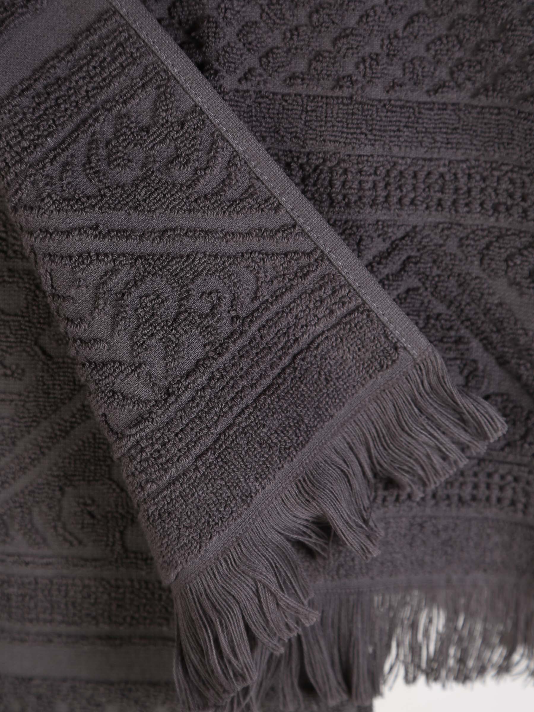 Embossed Jacquard Towel in Carbone Grey - 4 Sizes Available