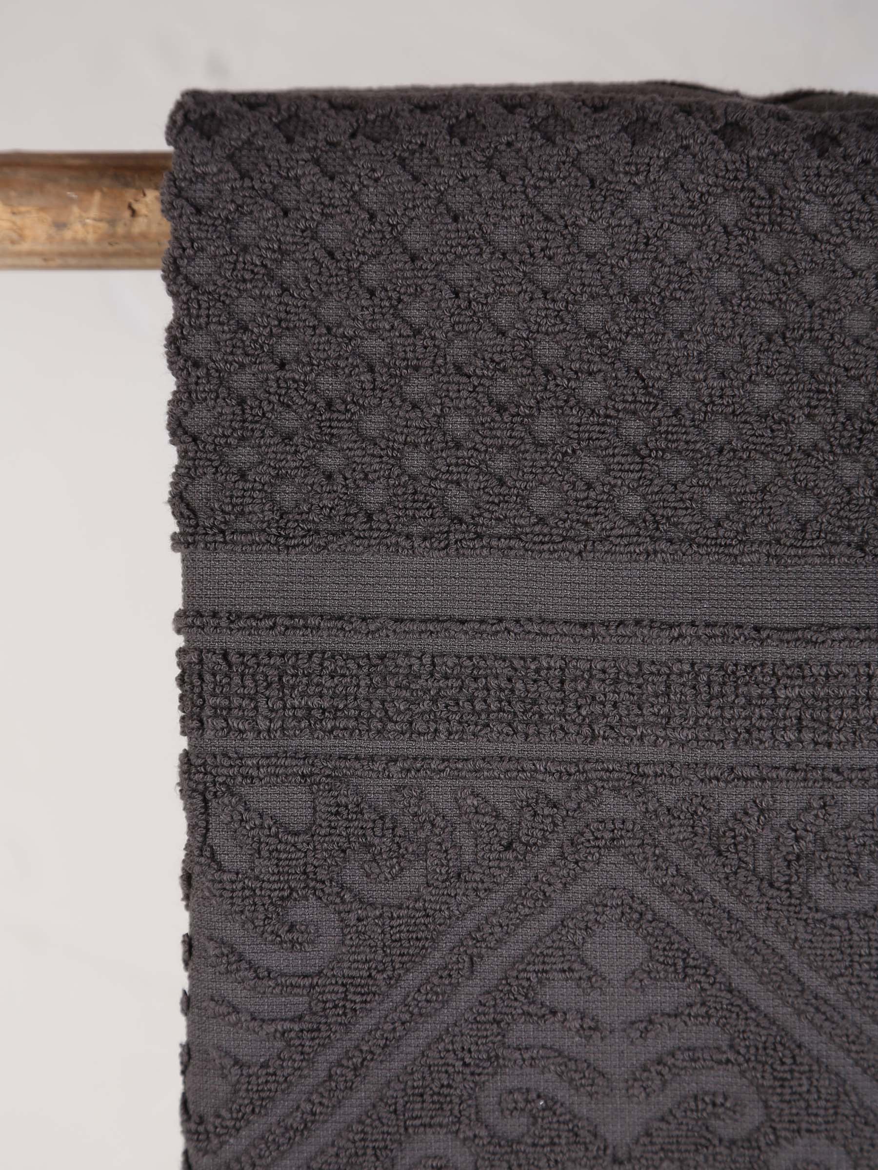 Embossed Jacquard Towel in Carbone Grey - 4 Sizes Available