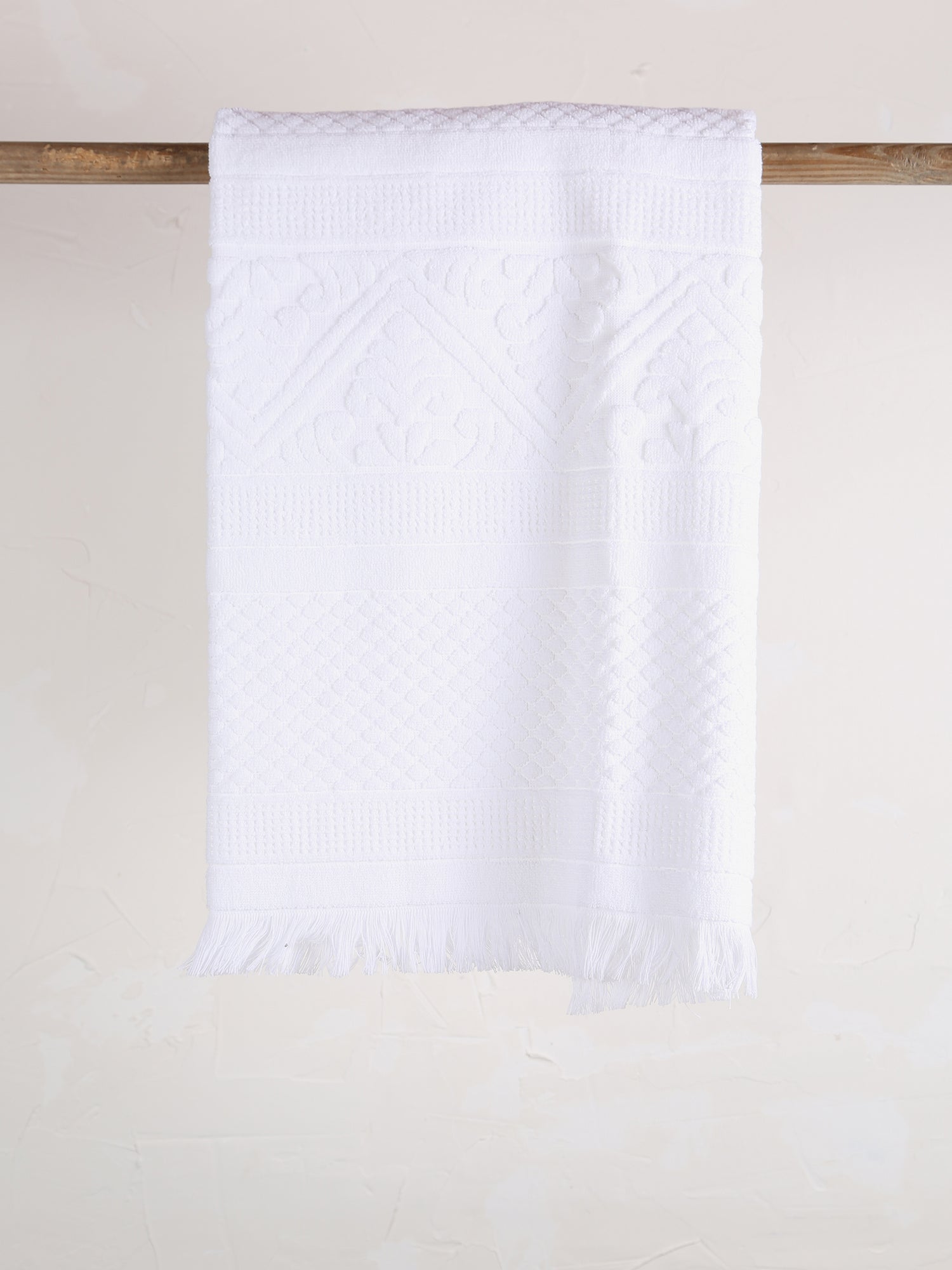 Embossed Jacquard Towel in Crisp White - 4 Sizes Available