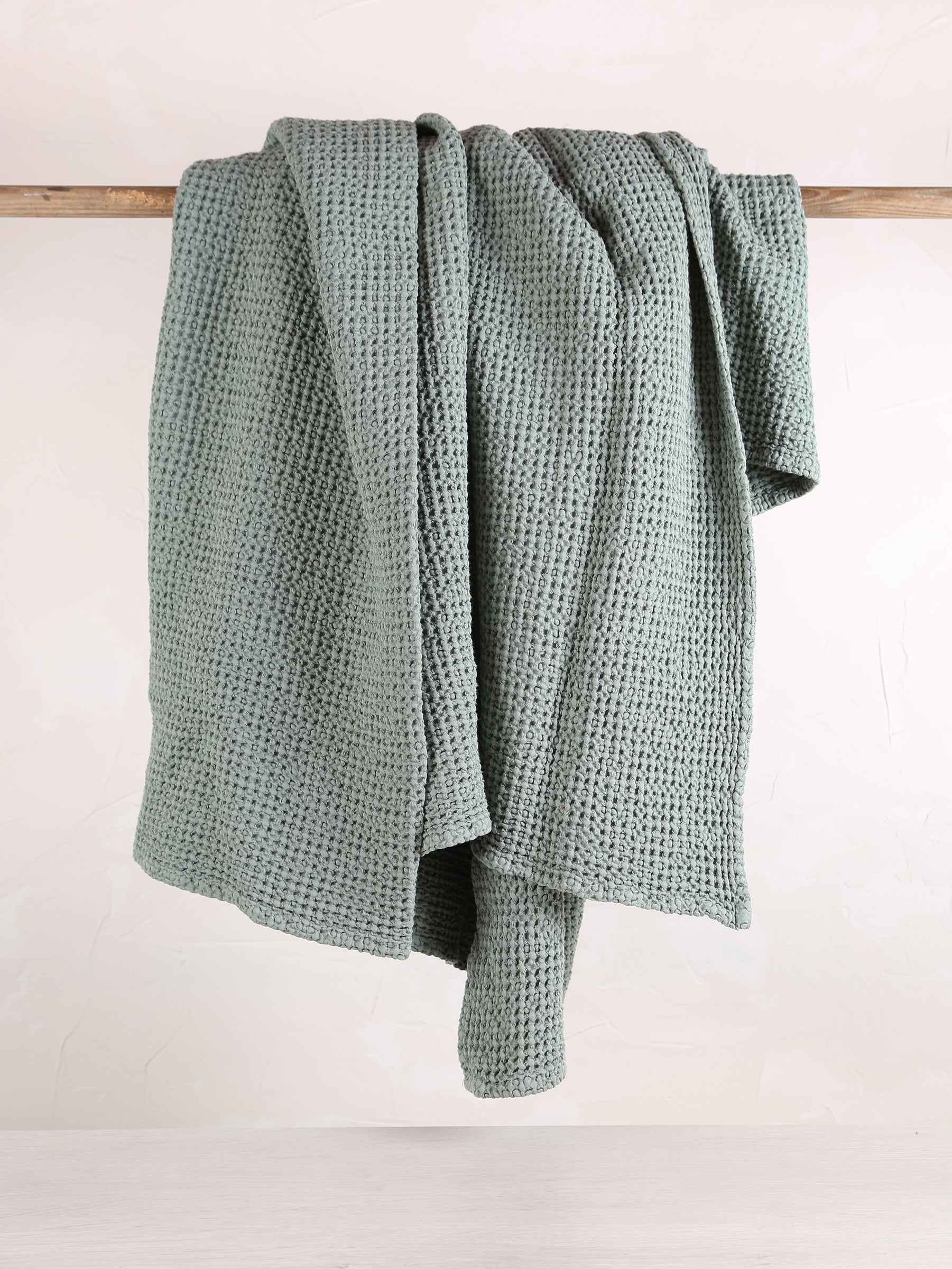 Maia Recycled Honeycomb Bedspread Throw - Vert Di Gris - 4 Sizes Available