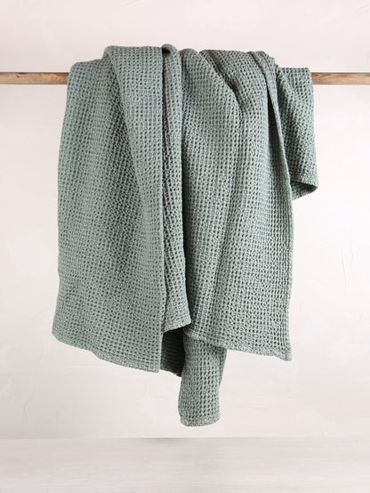 Maia Recycled Honeycomb Bedspread Throw - Vert Di Gris - 4 Sizes Available