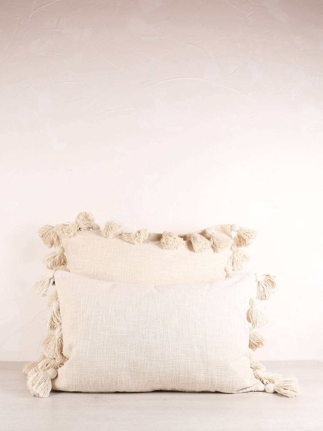 Woven Cushion With Tassels - Ecru White - 2 Sizes Available