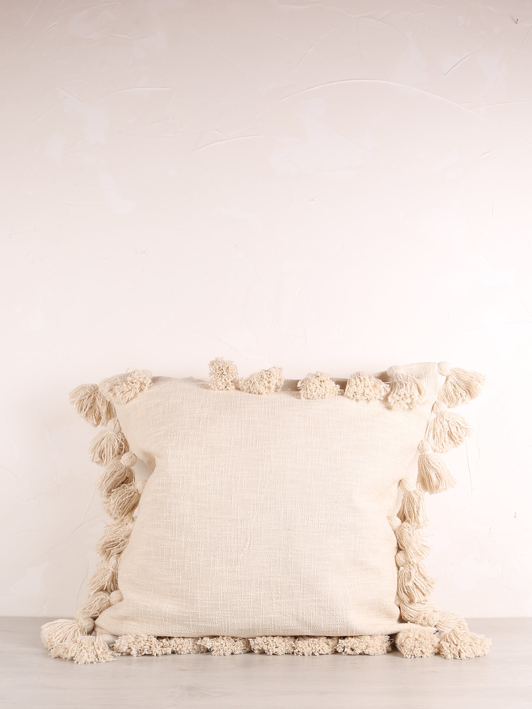 Woven Cushion With Tassels - Ecru White - 2 Sizes Available