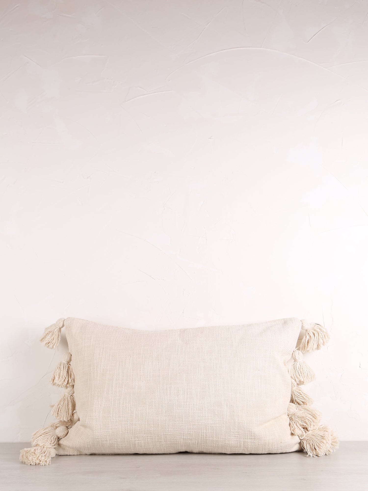 Woven Cushion With Tassels - Ecru White - 2 Sizes Available