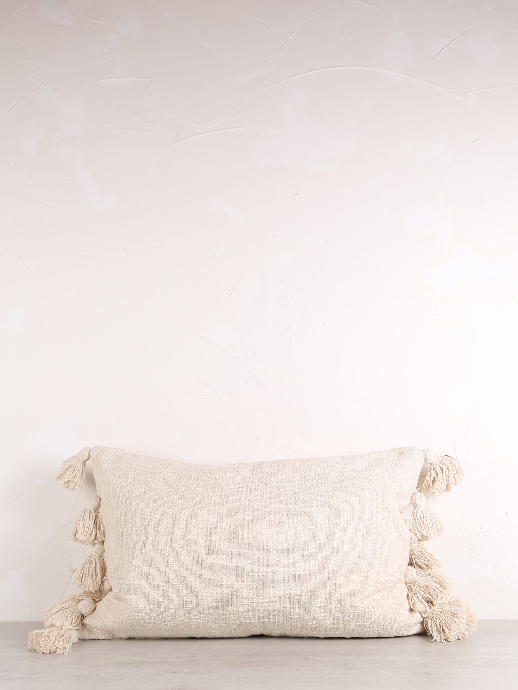 Woven Cushion With Tassels - Ecru White - 2 Sizes Available