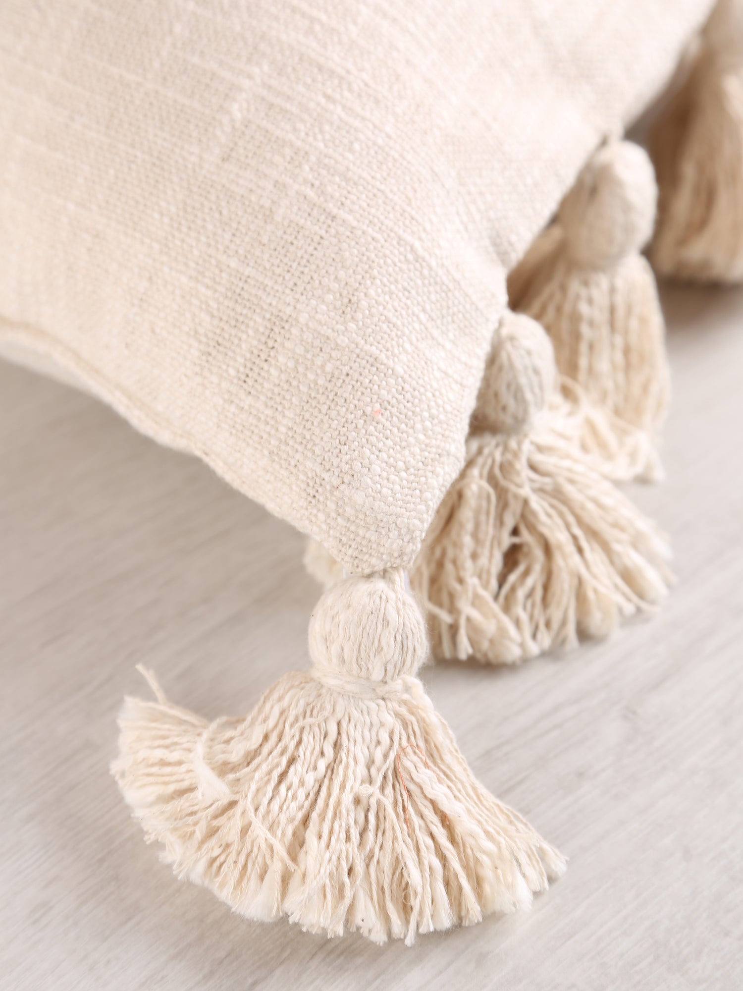 Woven Cushion With Tassels - Ecru White - 2 Sizes Available