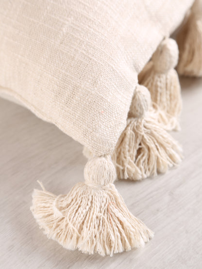Woven Cushion With Tassels - Ecru White - 2 Sizes Available