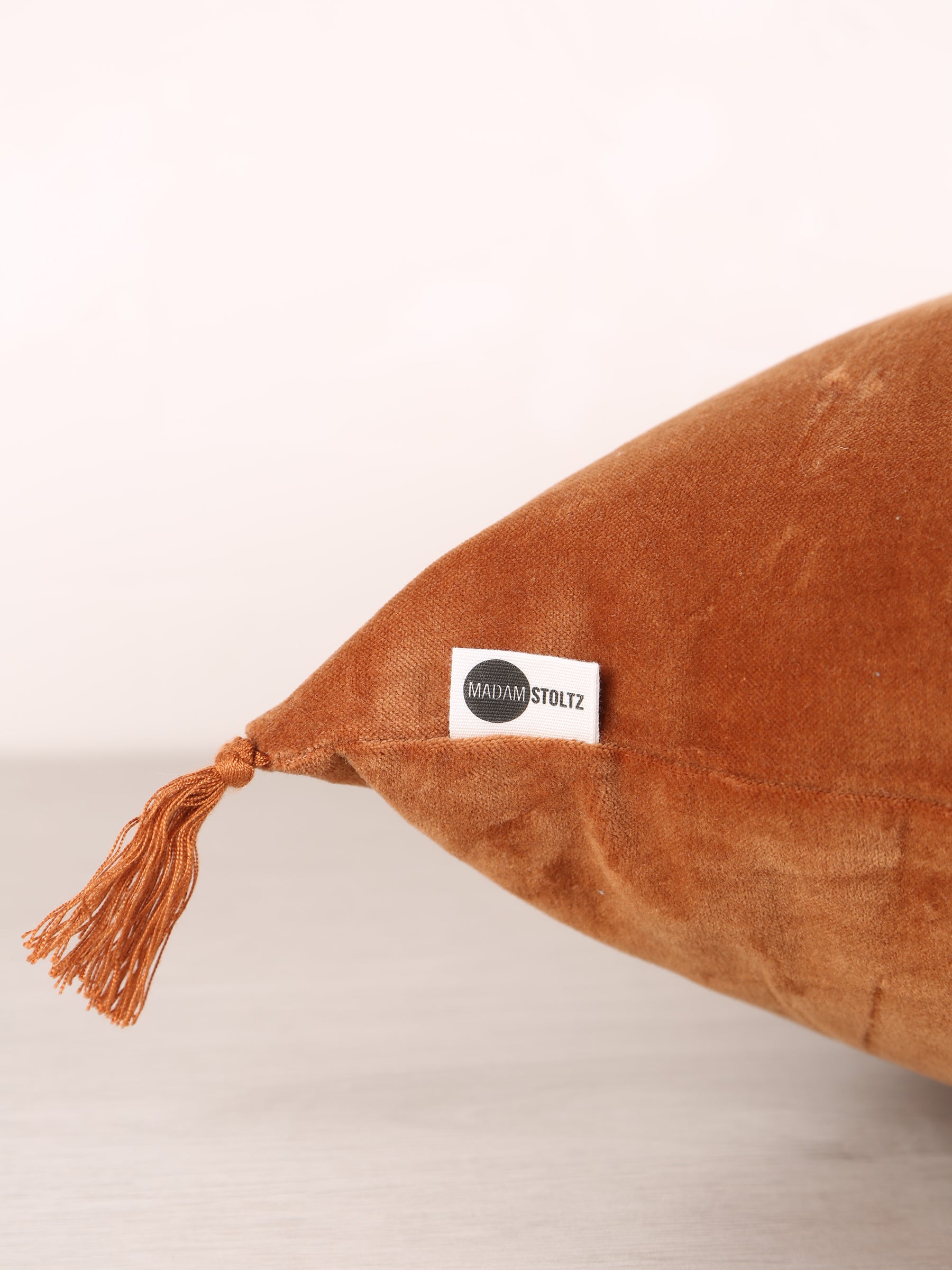 Velvet Tassel Cushion - 50x50cm - Burnt Orange