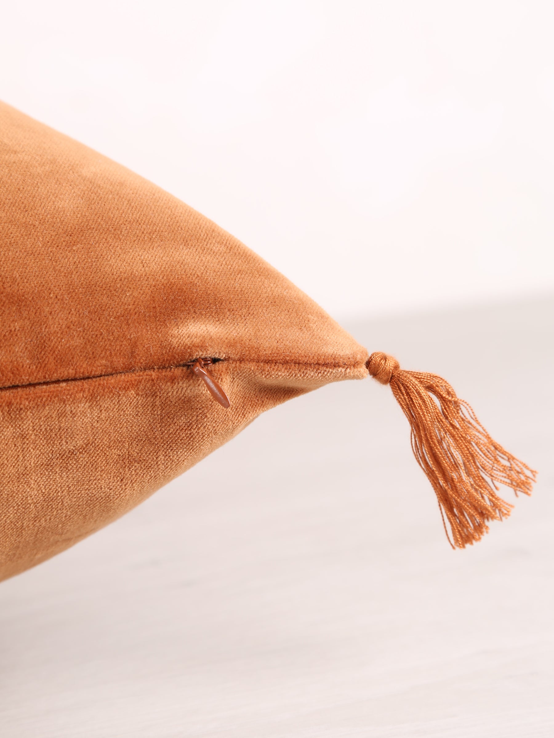 Velvet Tassel Cushion - 50x50cm - Burnt Orange