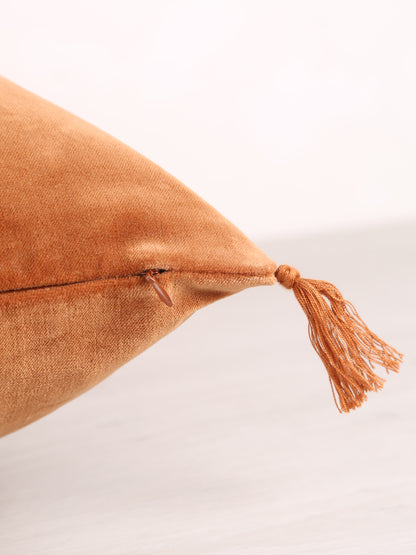 Velvet Tassel Cushion - 50x50cm - Burnt Orange