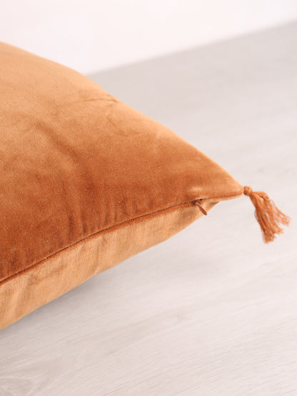 Velvet Tassel Cushion - 50x50cm - Burnt Orange