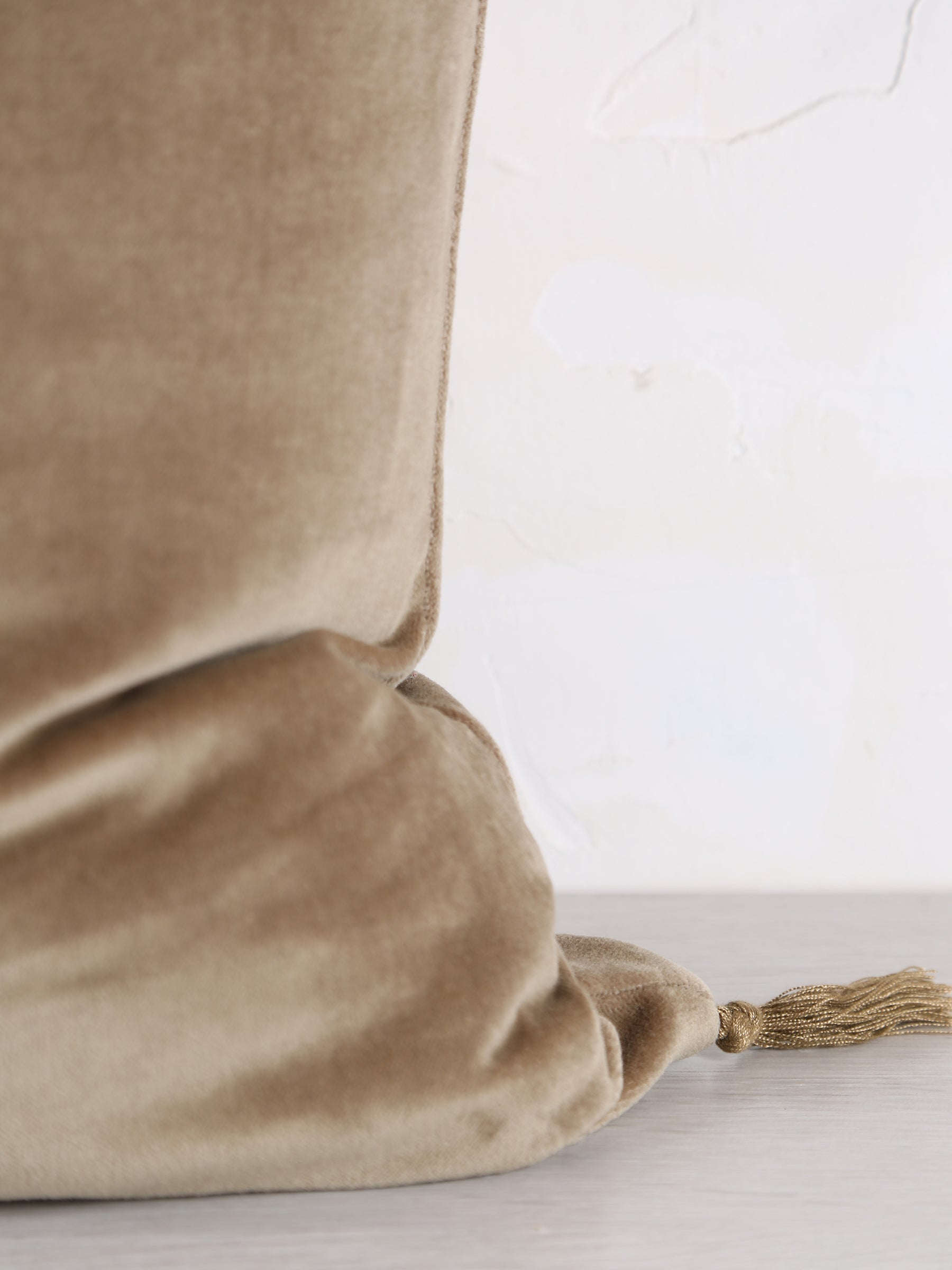 Velvet Tassel Cushion - 50x50cm - Khaki