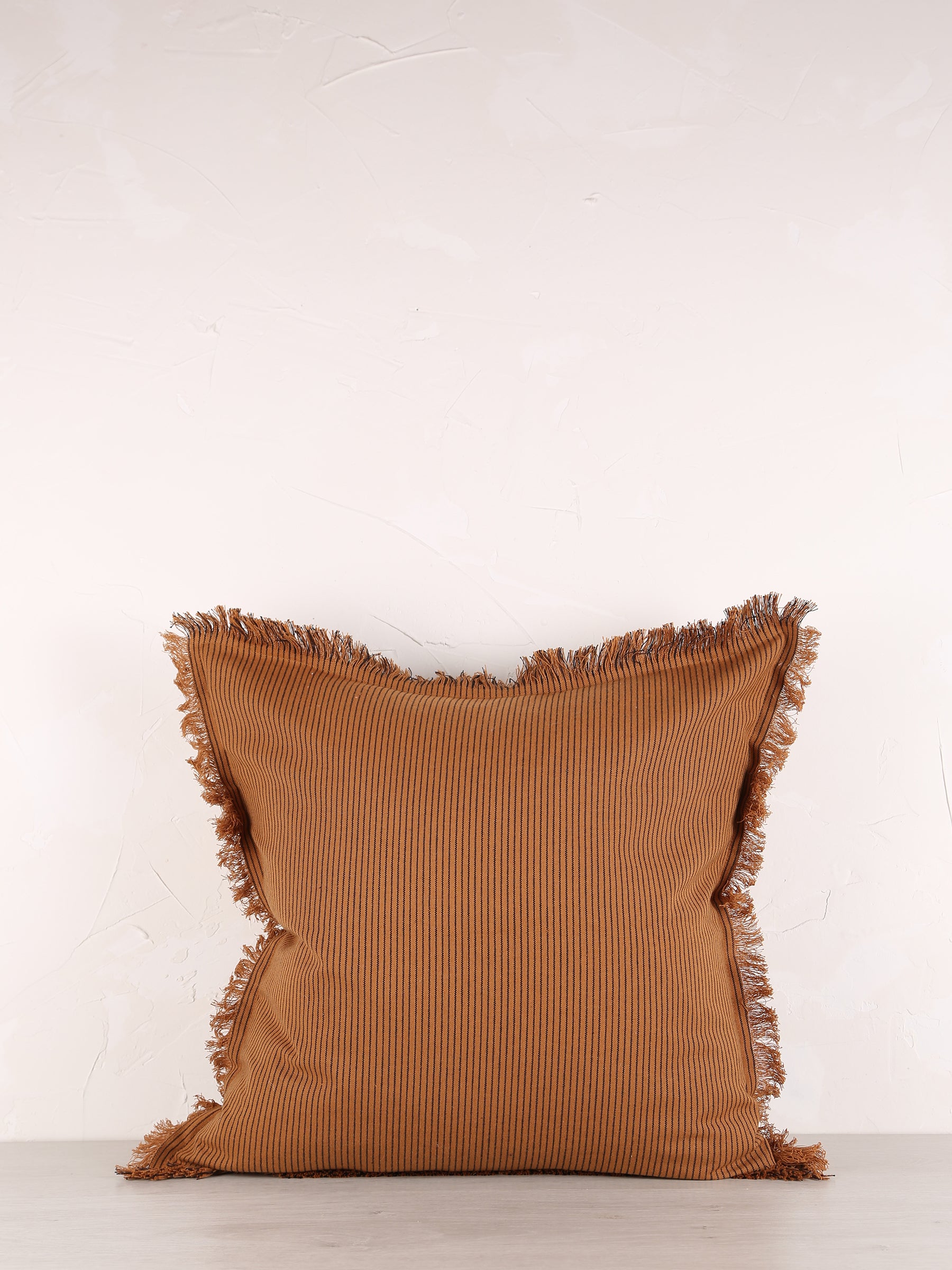 Laurel Striped Cushion - Sugar Orange, Black - 50x50cm