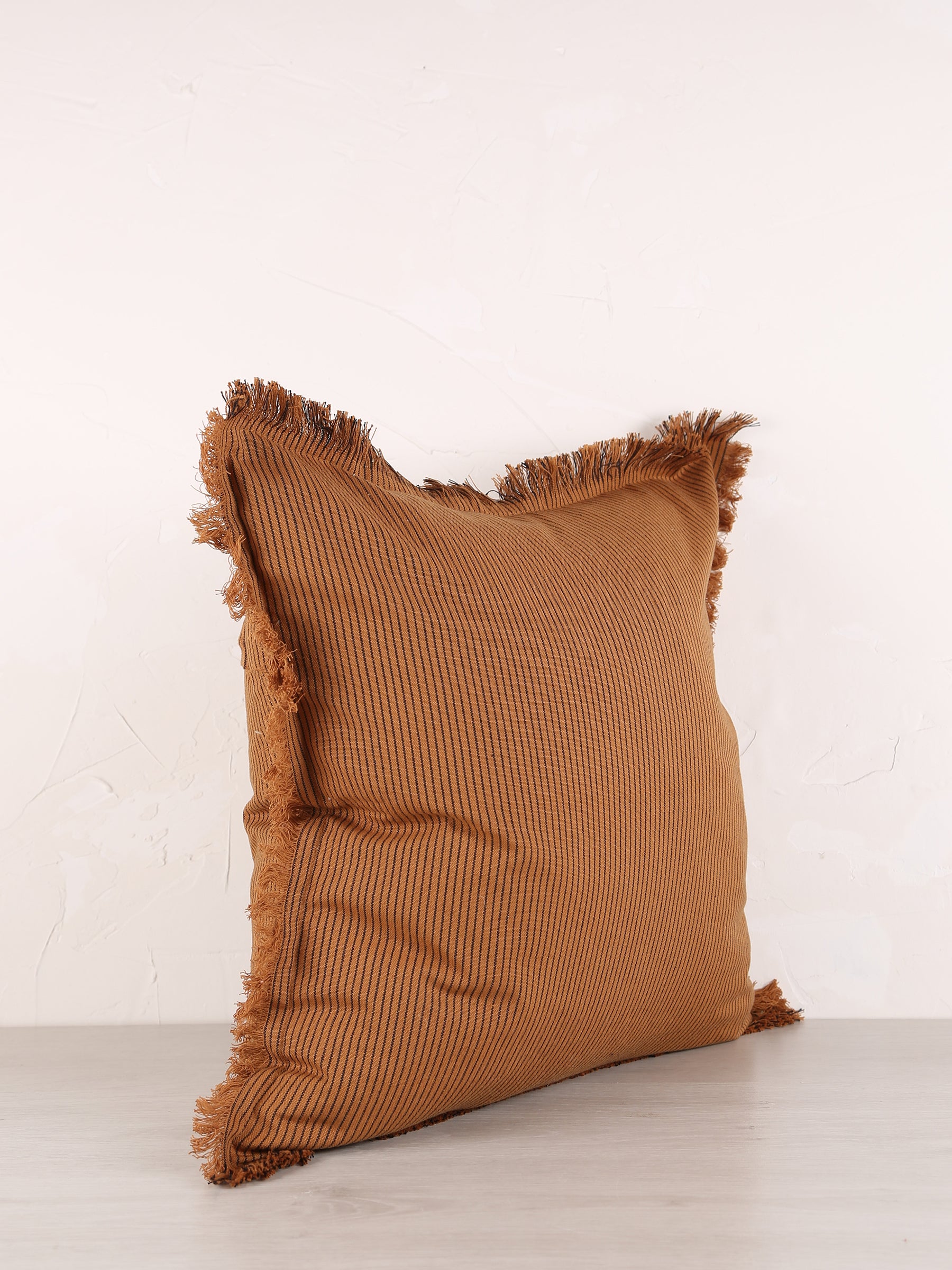 Laurel Striped Cushion - Sugar Orange, Black - 50x50cm