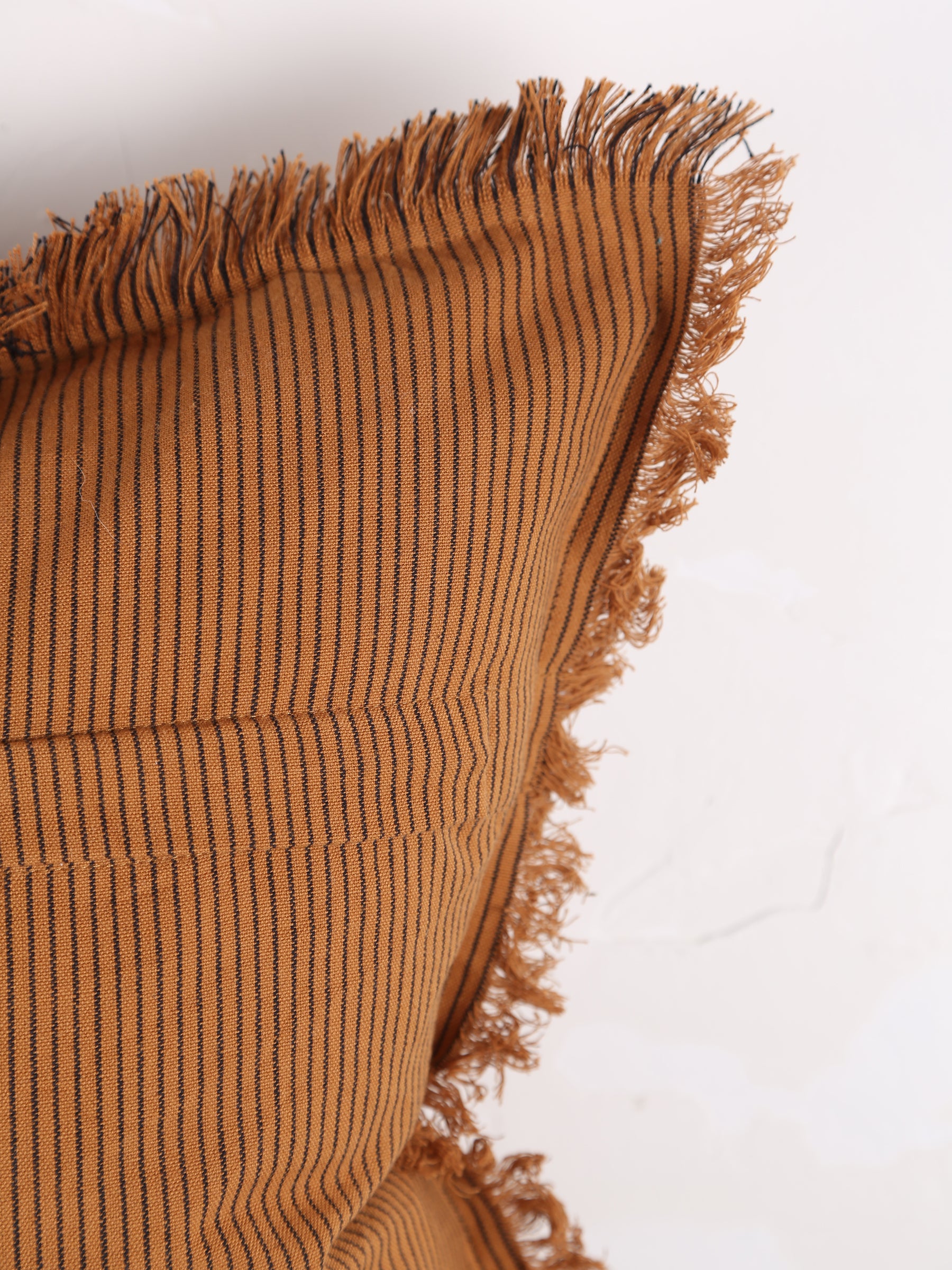 Laurel Striped Cushion - Sugar Orange, Black - 50x50cm