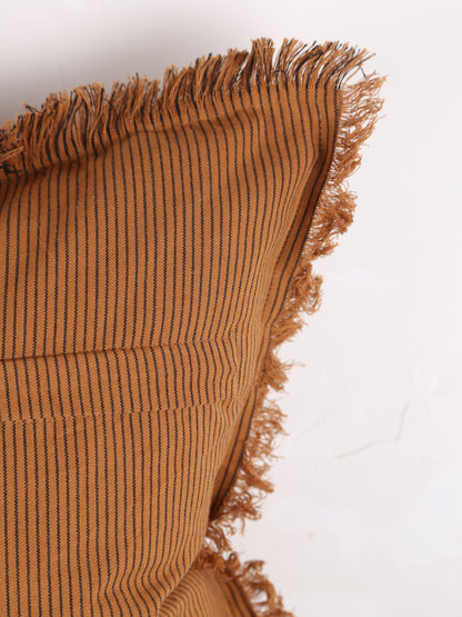 Laurel Striped Cushion - Sugar Orange, Black - 50x50cm