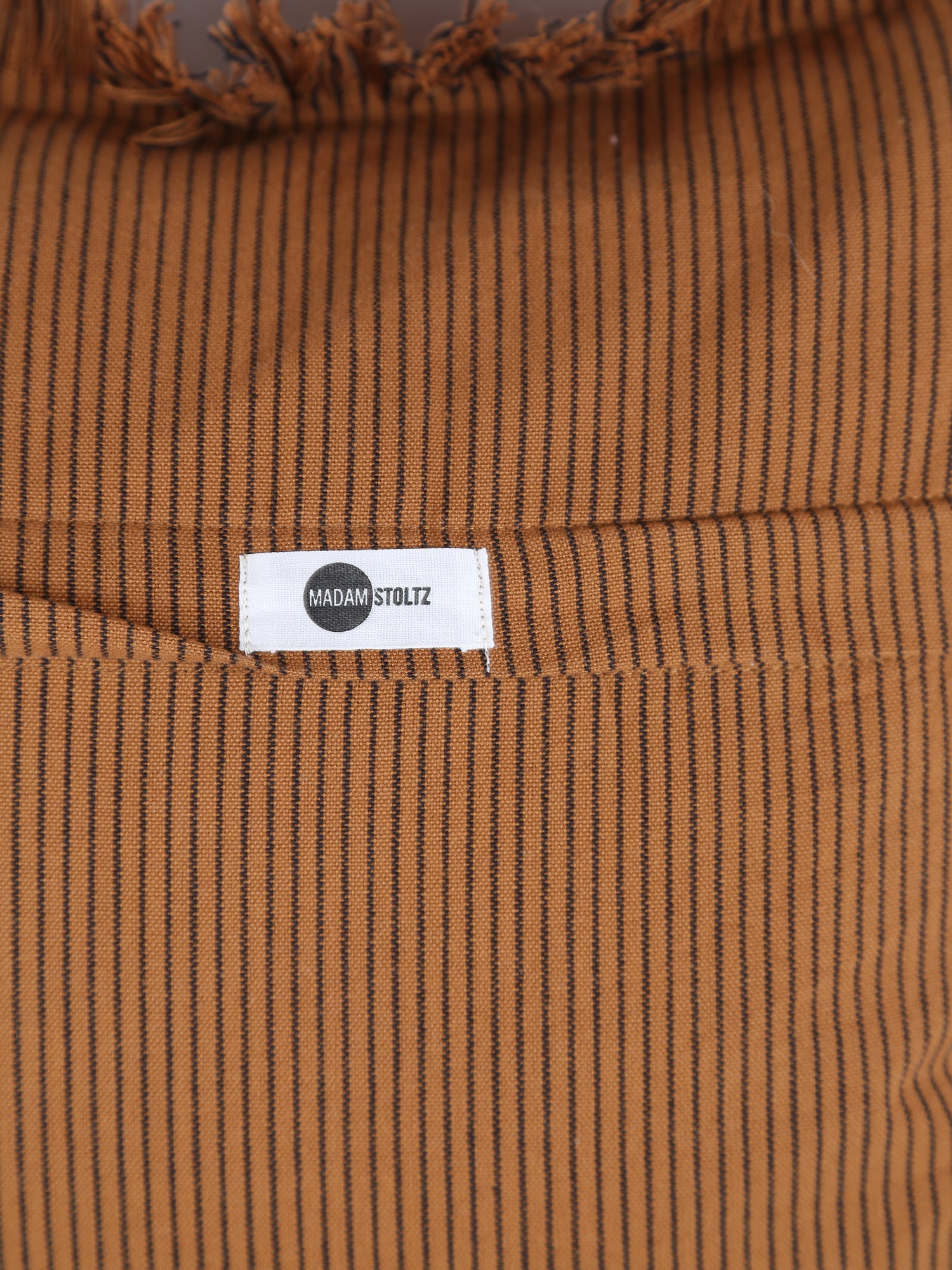 Laurel Striped Cushion - Sugar Orange, Black - 50x50cm