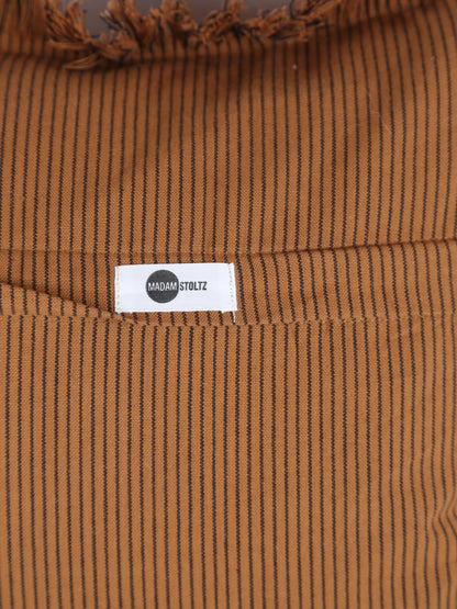 Laurel Striped Cushion - Sugar Orange, Black - 50x50cm