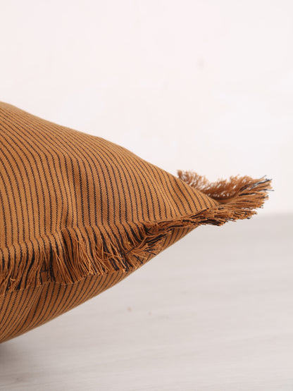 Laurel Striped Cushion - Sugar Orange, Black - 50x50cm