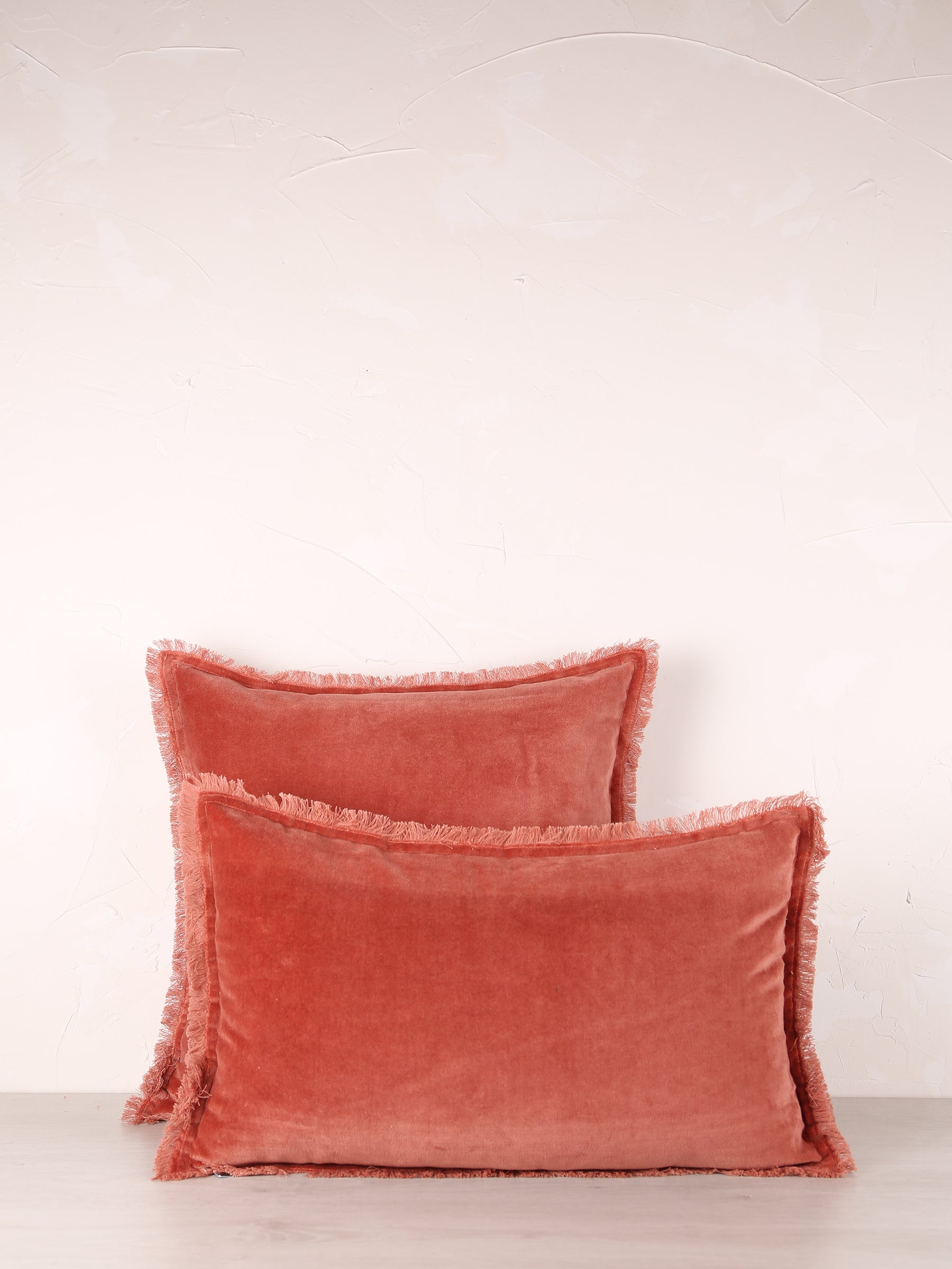 Fara Fringed Velvet Cushion - Sienne - 3 Sizes Avaliable