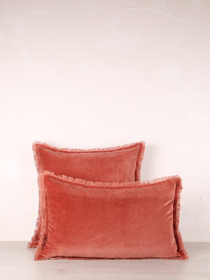 Fara Fringed Velvet Cushion - Sienne - 3 Sizes Avaliable