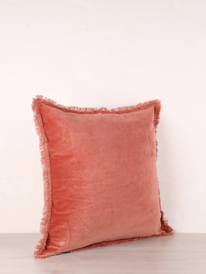 Fara Fringed Velvet Cushion - Sienne - 3 Sizes Avaliable