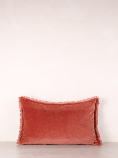 Fara Fringed Velvet Cushion - Sienne - 3 Sizes Avaliable