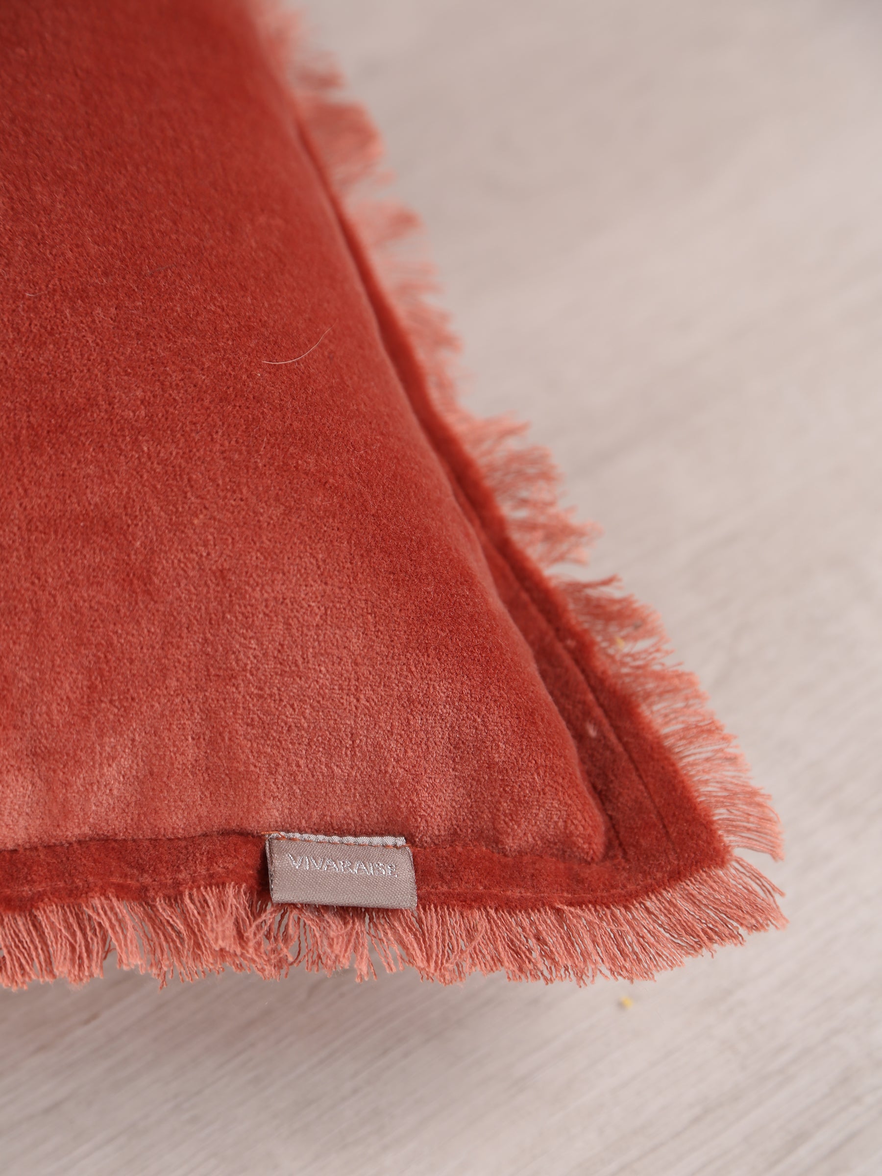 Fara Fringed Velvet Cushion - Sienne - 3 Sizes Avaliable