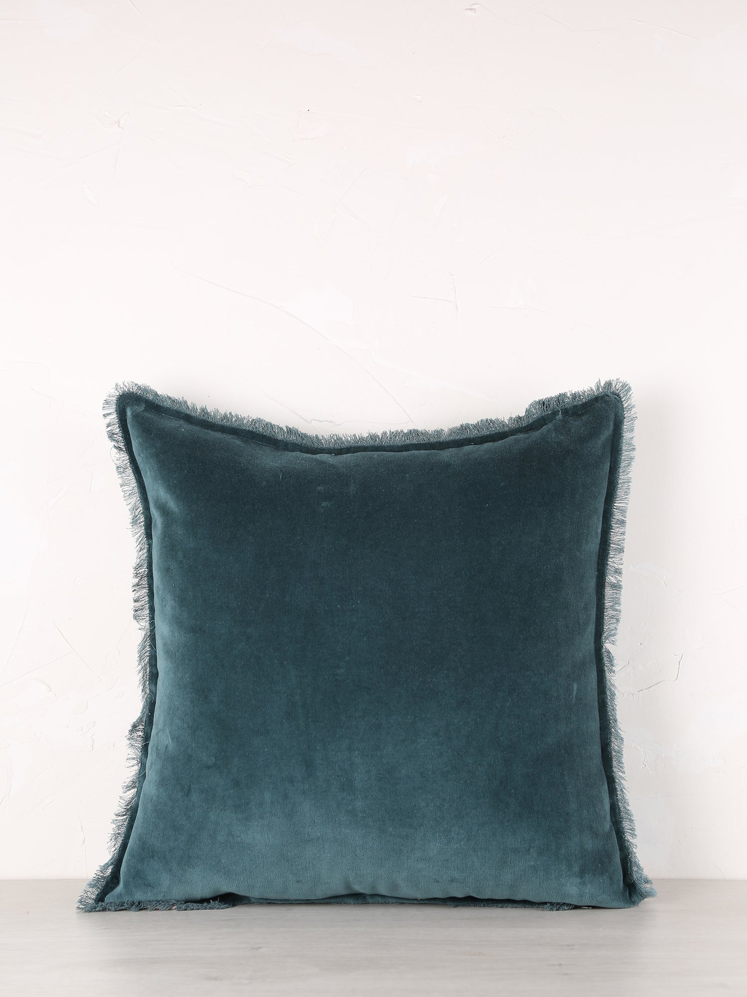 Fara Fringed Velvet Cushion - Corinth - 3 Sizes Available