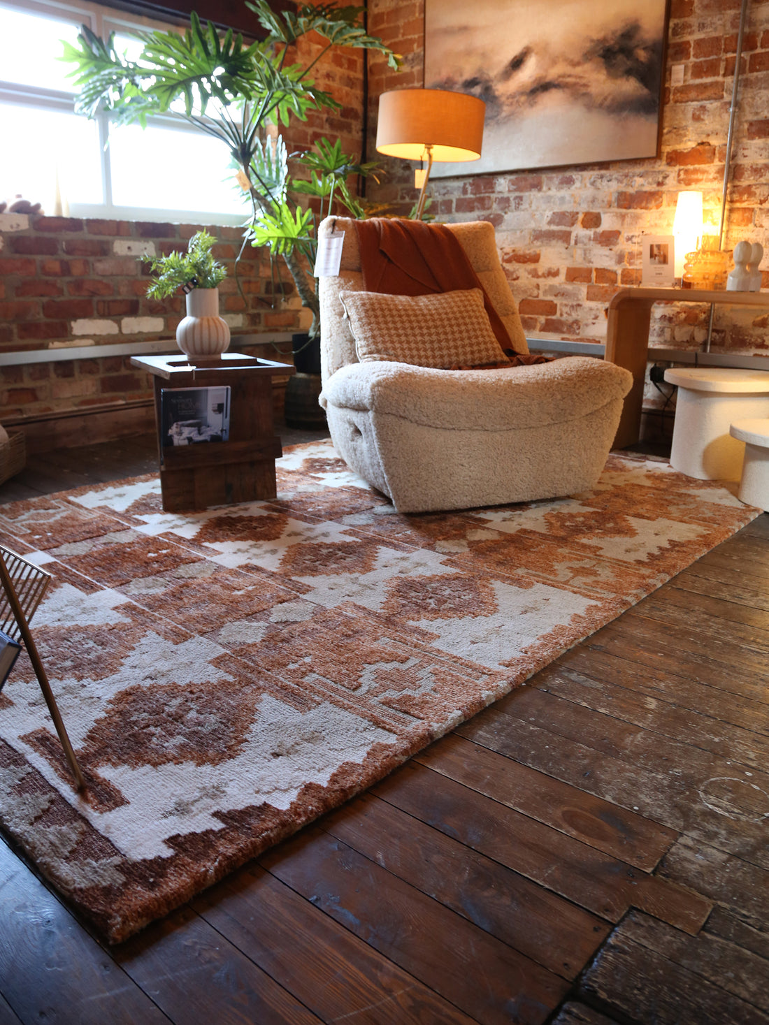 Maron Chalet Rug - 2 Sizes Available - Warm Ivory, Terracotta Brown