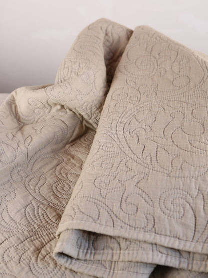 Isabelle Quilted Embroidered Bedspread - Eucalyptus Grey