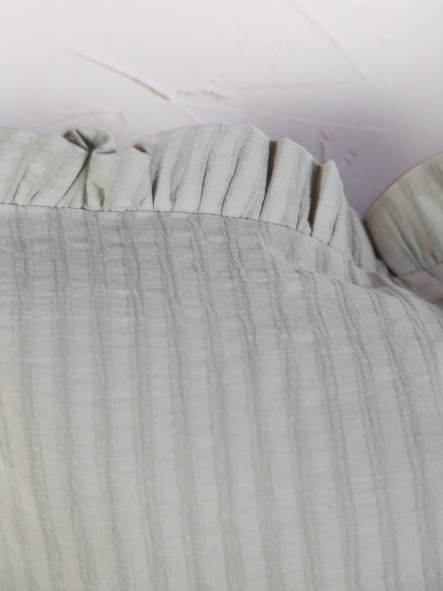 Rubie Ruffled Stripe Cotton Cushion - Silver Green